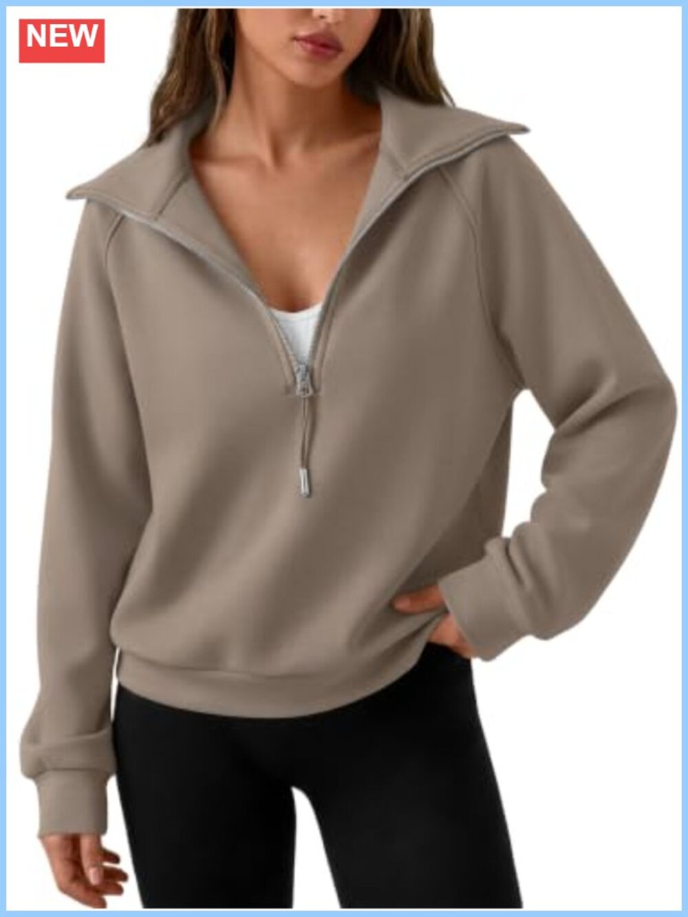 Oversized Quarter Zip Cropped Hoodie Sweatshirt Soft Rayon Blend